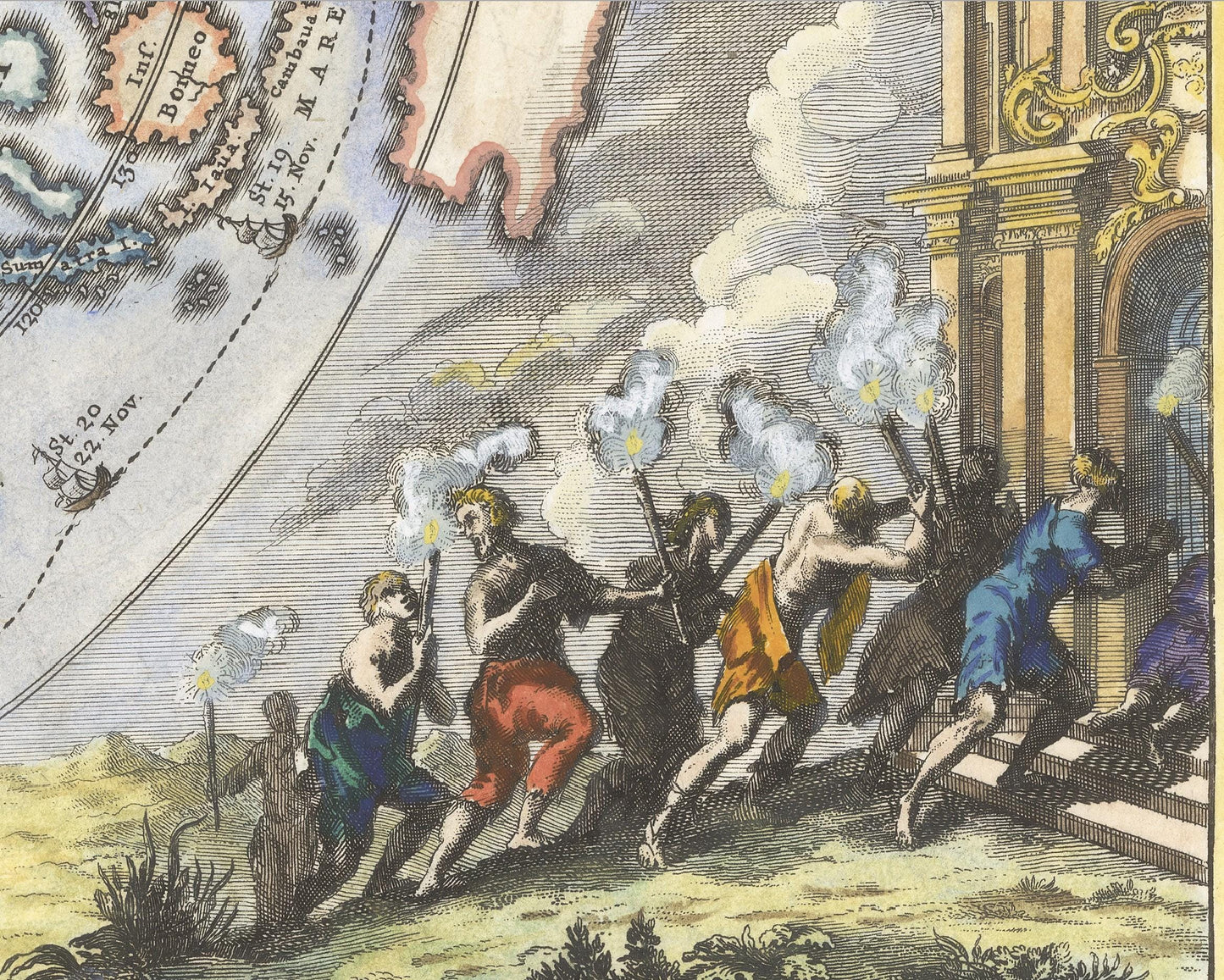 Magellan's Circumnavigation of the Globe Map in 1522 by Heinrich Scherer