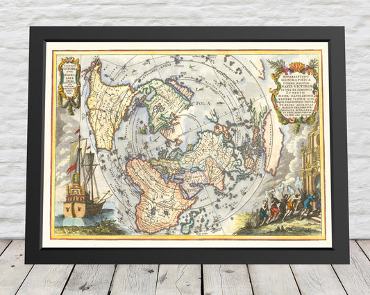 Magellan's Circumnavigation of the Globe Map in 1522 by Heinrich Scherer
