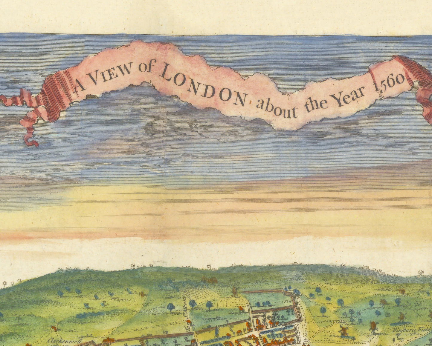 Stunning Agas 1560 LONDON Map by Wm MAITLAND 1738 Elizabethan London