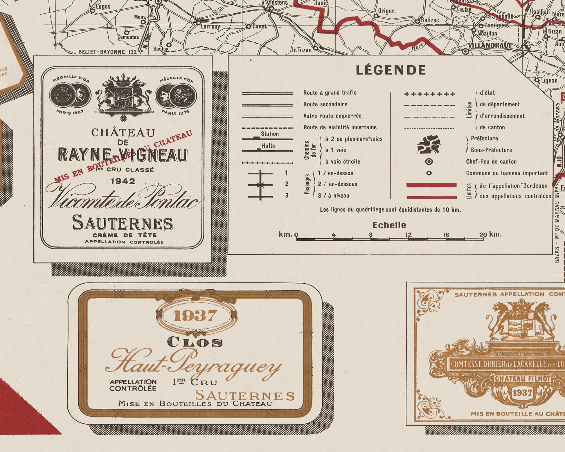 Wine Map of Bordeaux, key