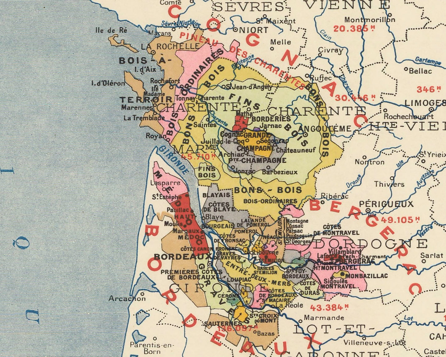 Wine Map of France, Bordeaux wine region