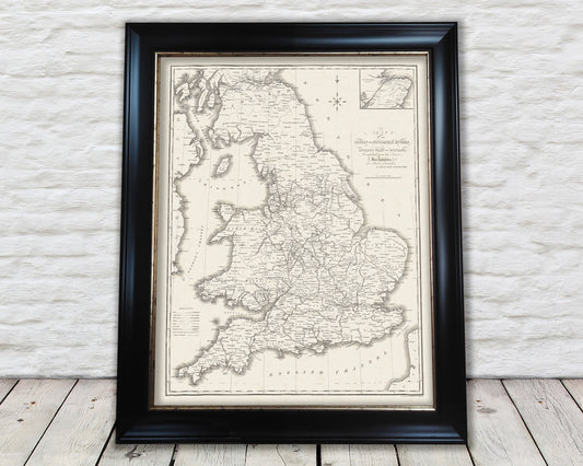 British Canal Map, framed