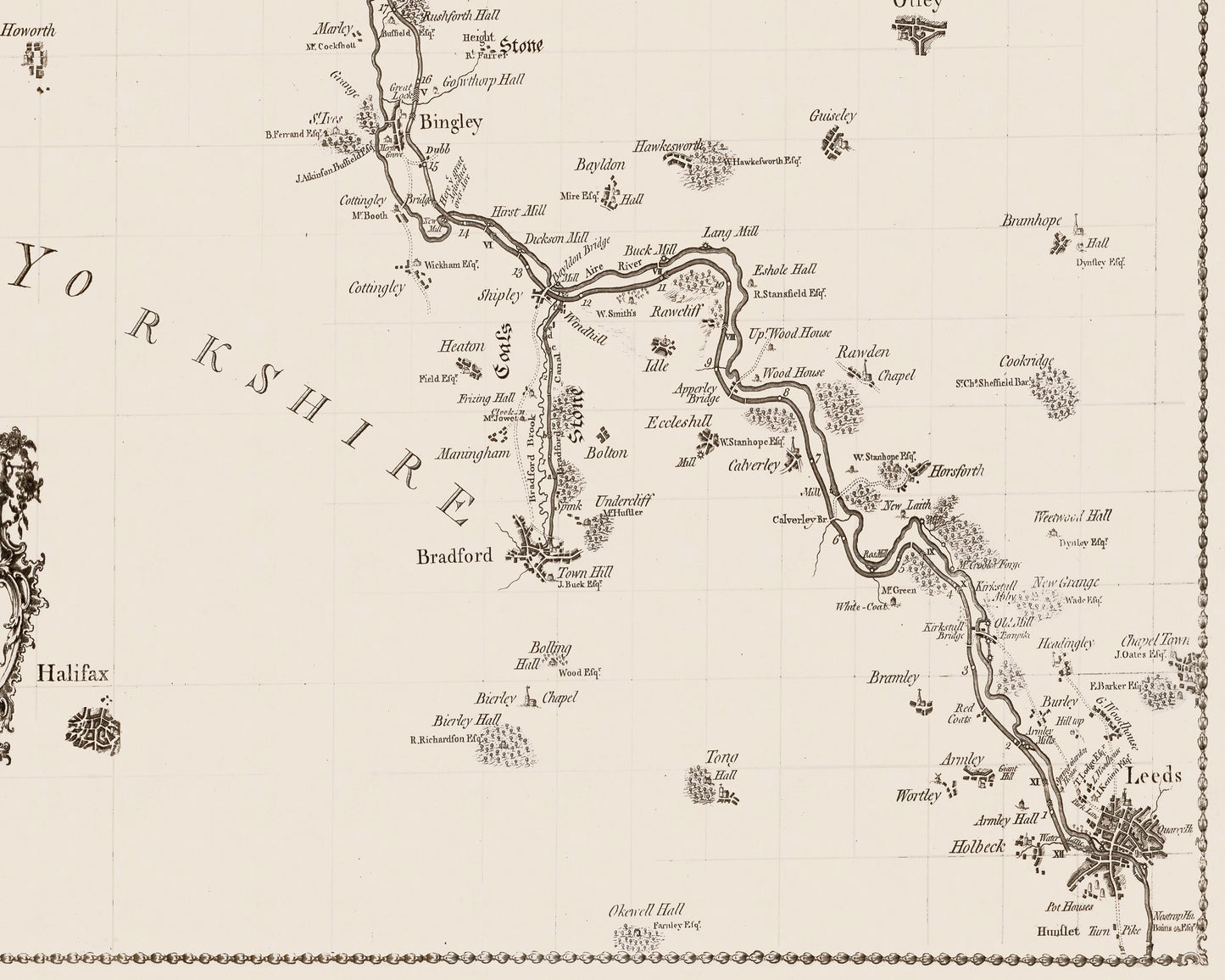 Leeds and Liverpool Canal map, West Yorkshire