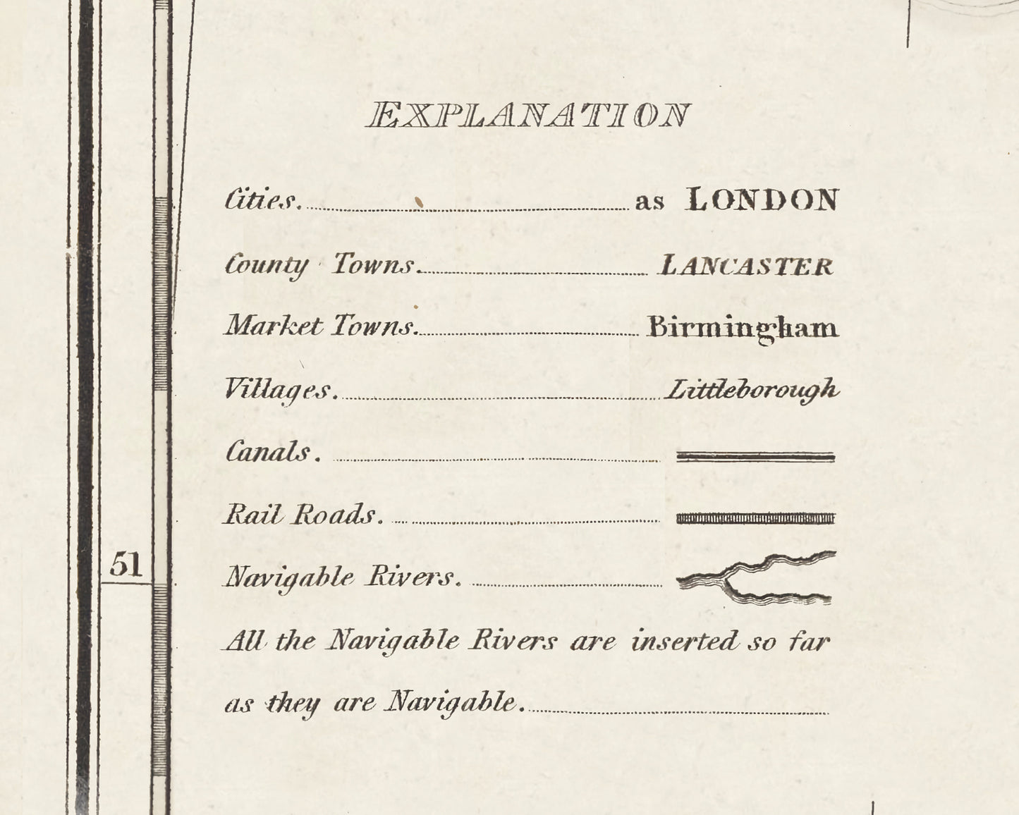 British Canal Map, key