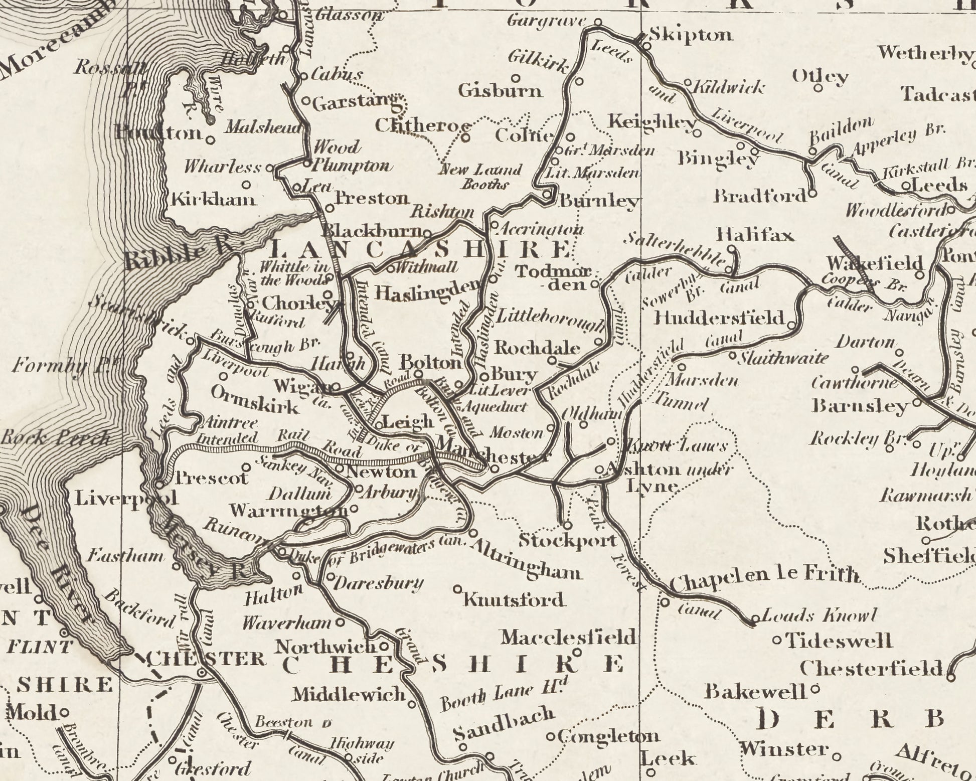 British Canal Map, Lancashire