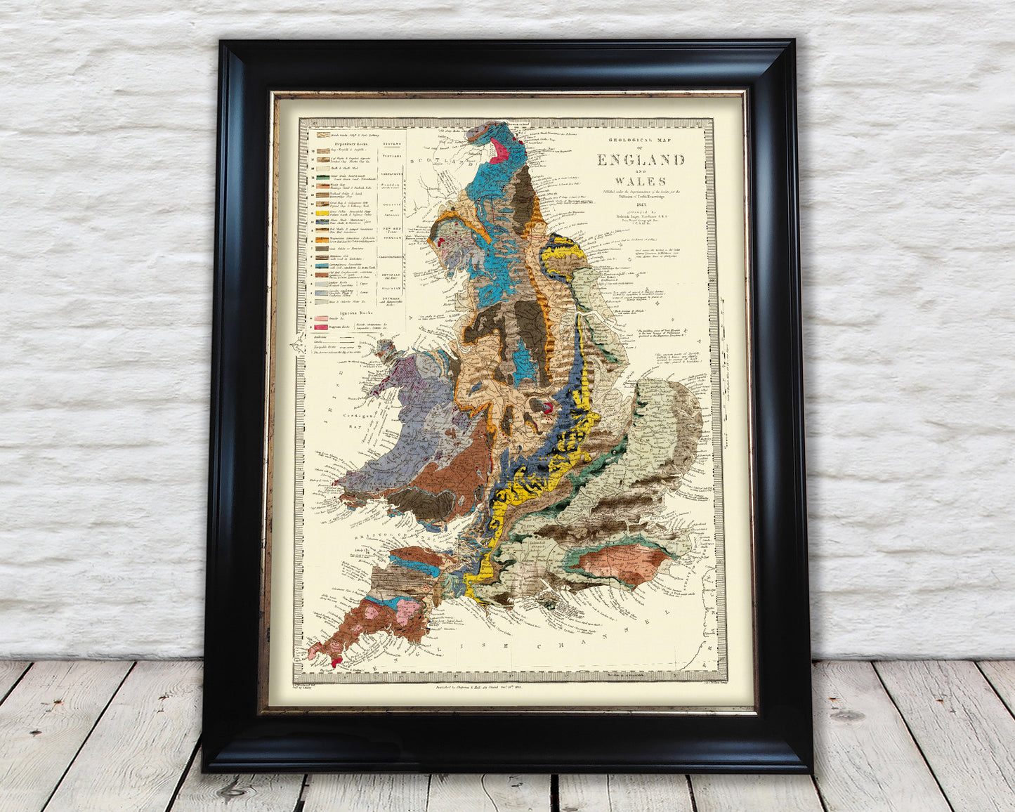 England Wales Geology Map, framed