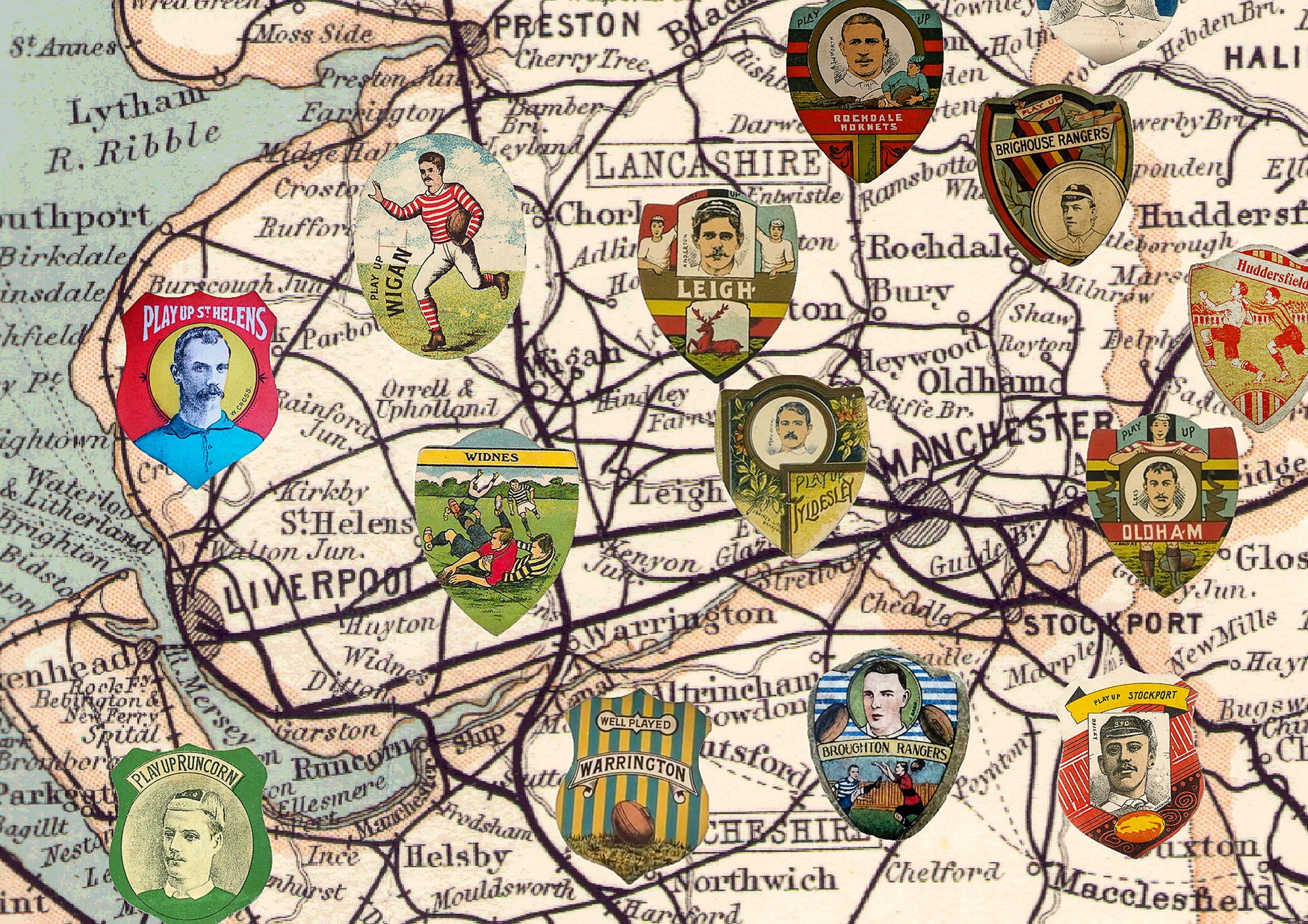 Rugby League Map, Lancashire teams