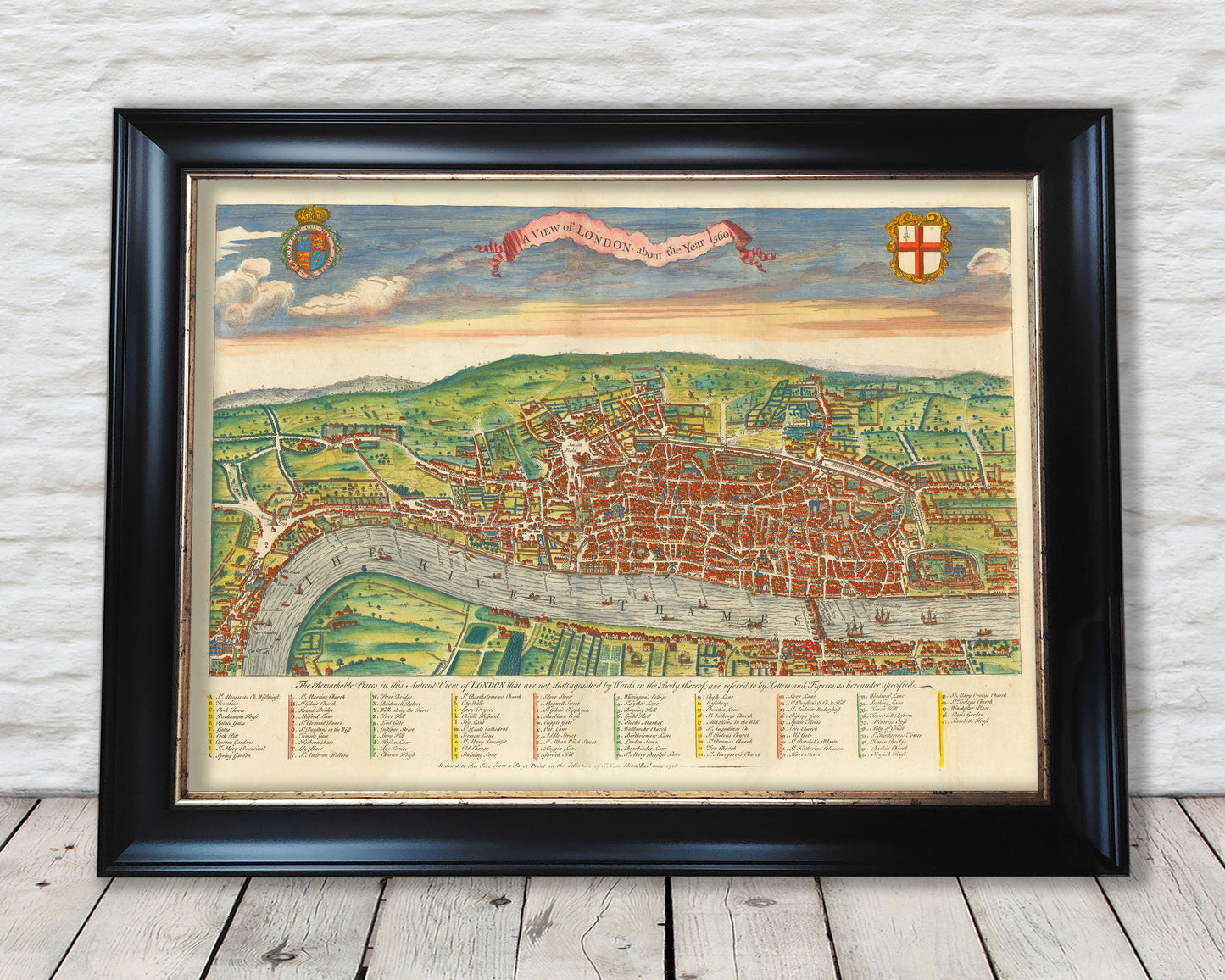 Stunning Agas 1560 LONDON Map by Wm MAITLAND 1738 Elizabethan London