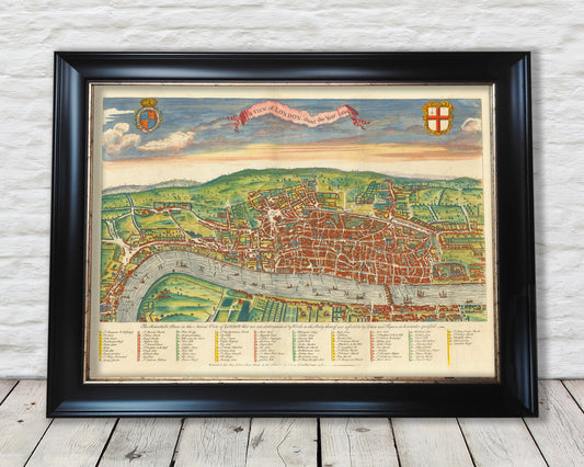 Stunning Agas 1560 LONDON Map by Wm MAITLAND 1738 Elizabethan London