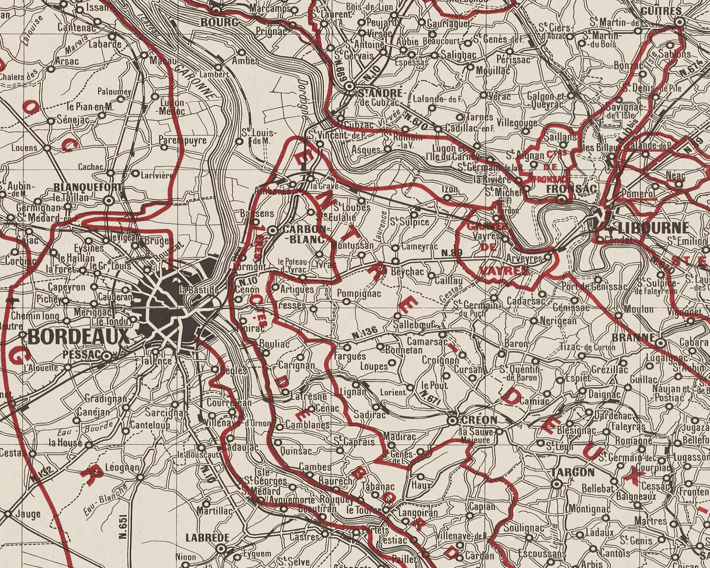 Wine Map of Bordeaux, map