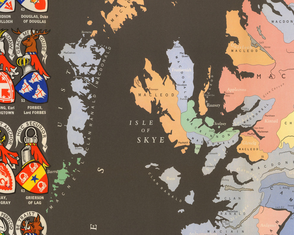 Clan Map of Scotland by Don Pottinger - Classic Maps and Prints