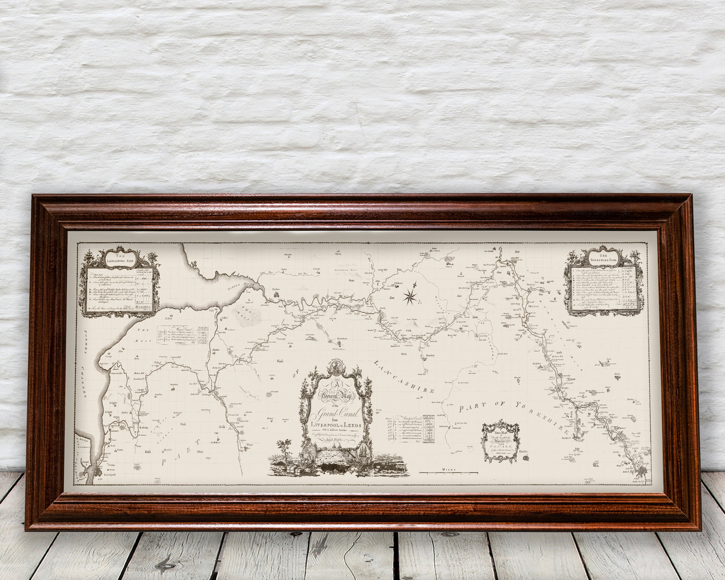 Leeds and Liverpool Canal map, framed