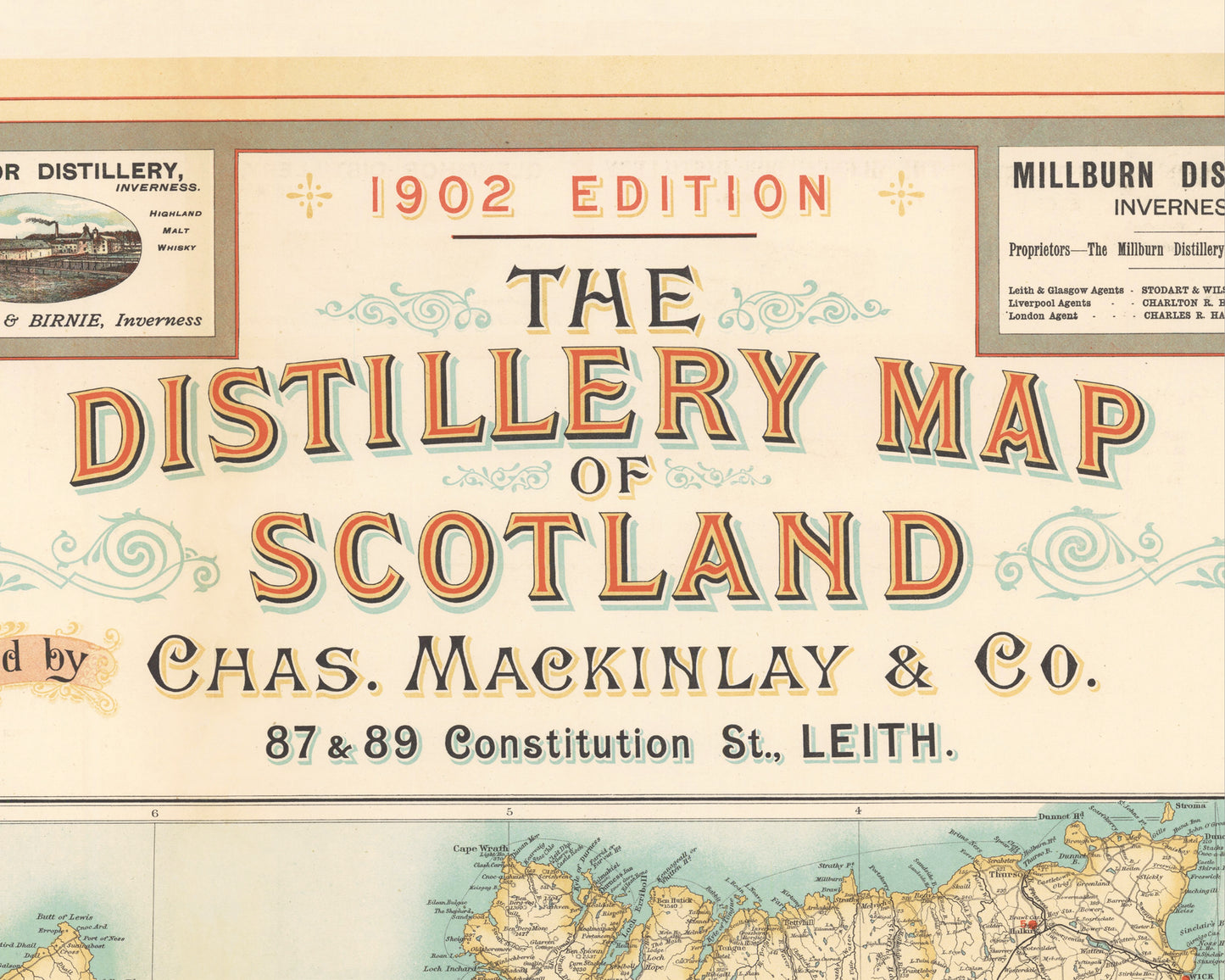 Scotland Distillery Map, Chas Mackinlay