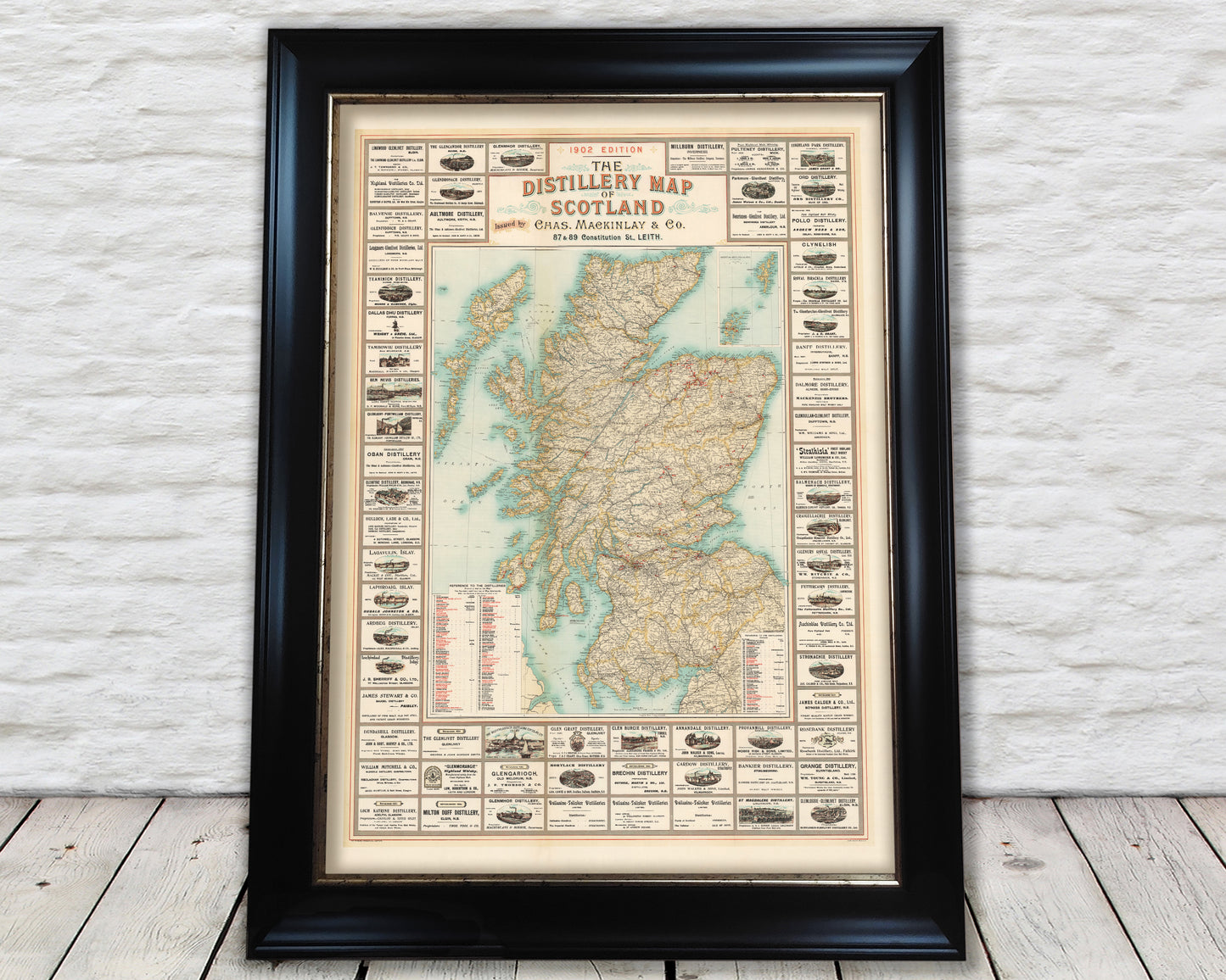 Scotland Distillery Map, Framed print