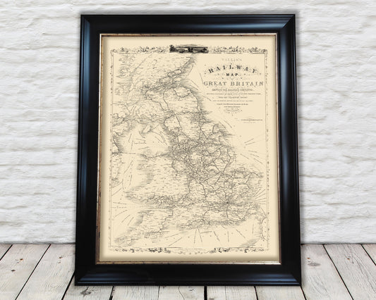 Old Rail Map UK, framed