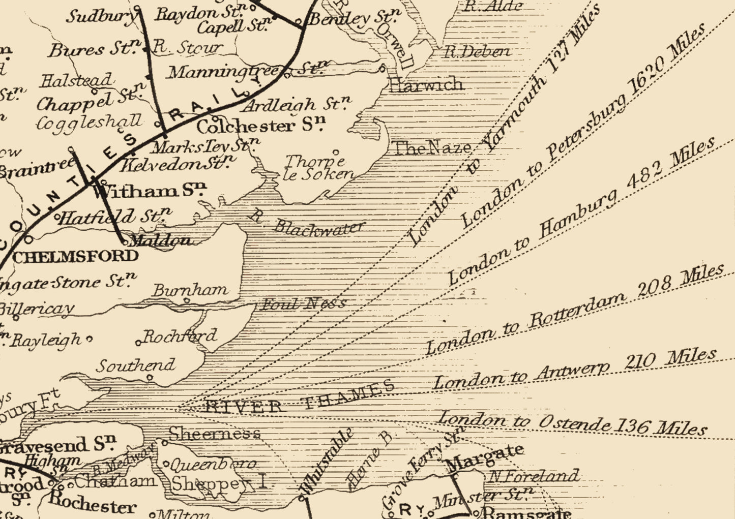 Old Rail Map UK, sea routes