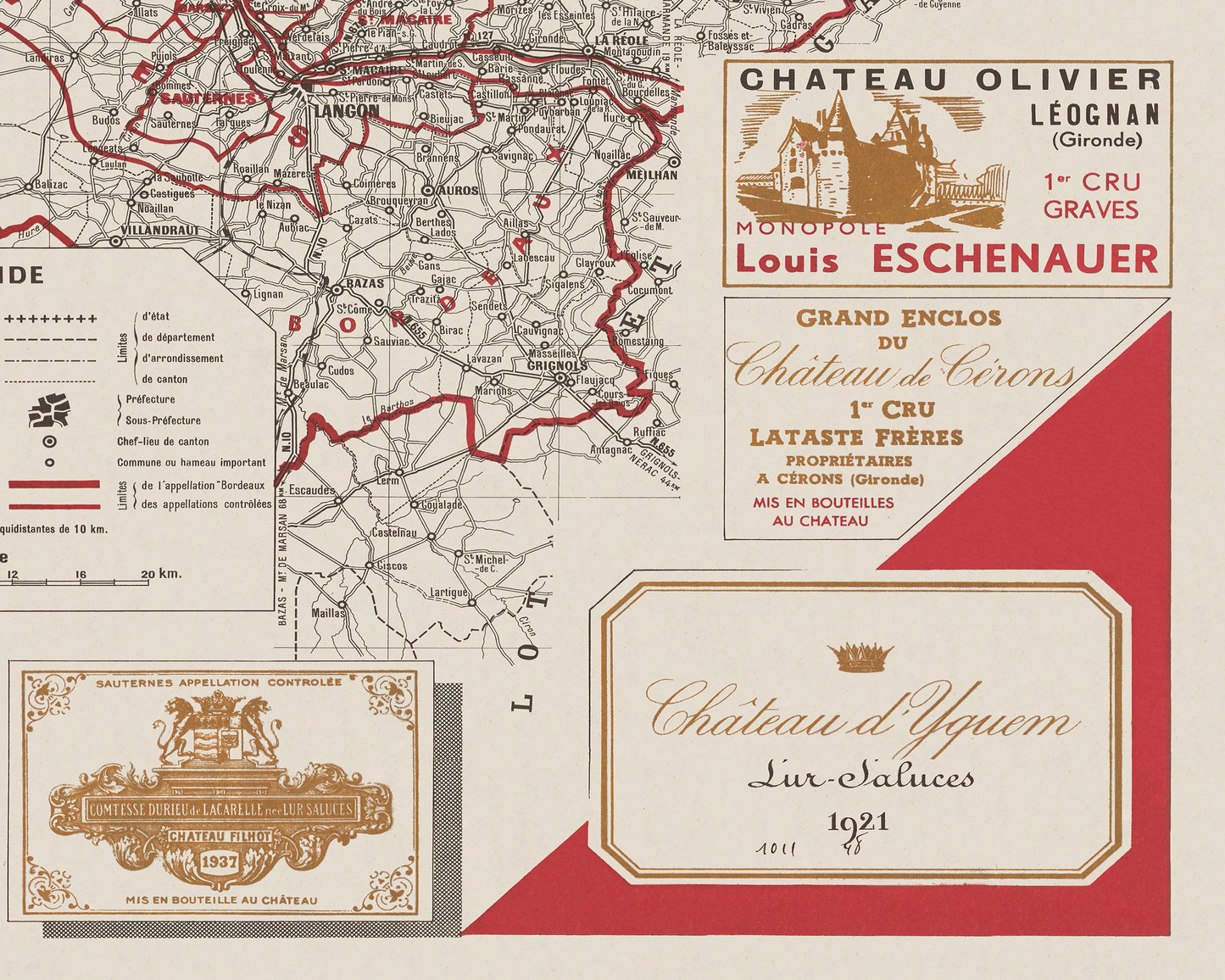 Wine Map of Bordeaux, chateau