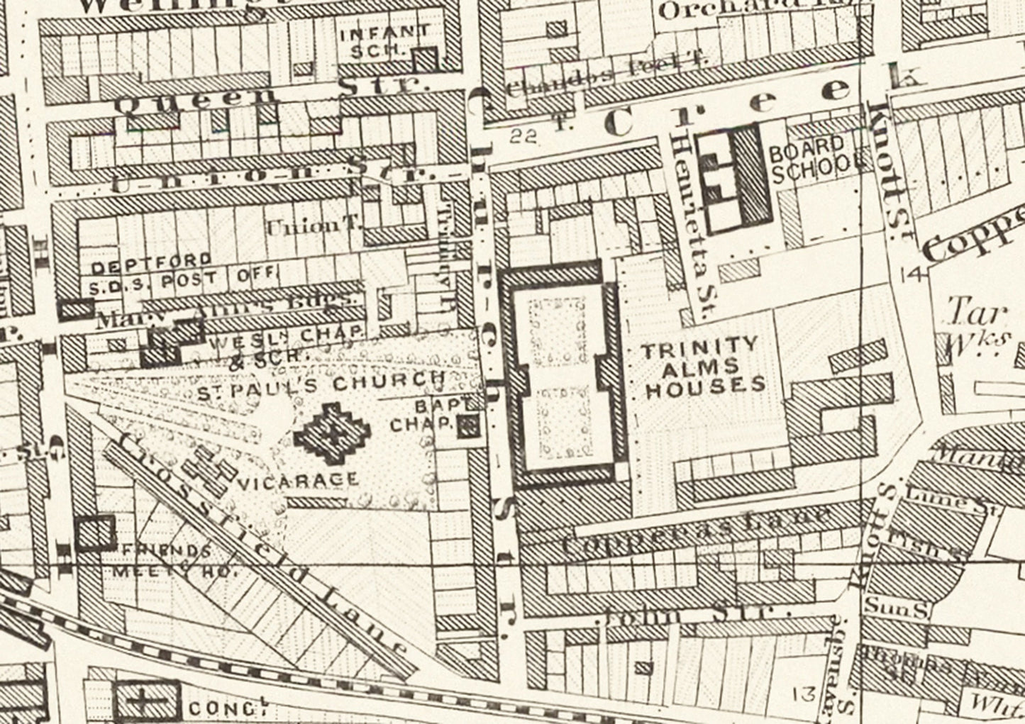 Old LONDON map 1877 Greenwich Deptford Millwall Blackheath Sheet 16