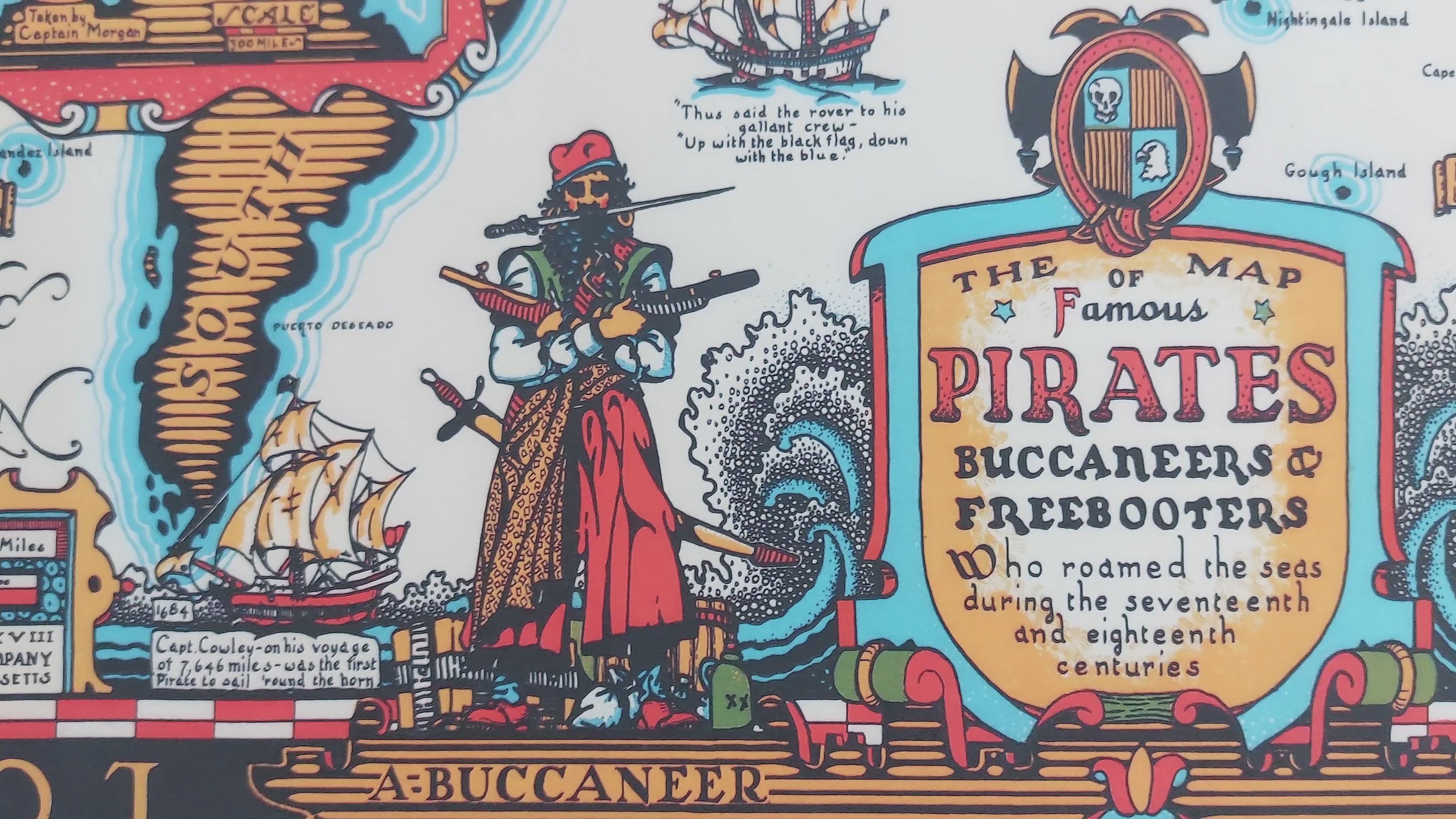Map of famous PIRATES 1938 Darby Harbold - Blackbeard Morgan
